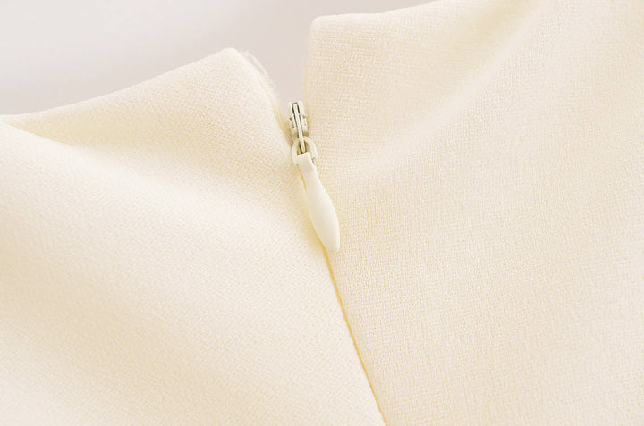 Rayne White  Crew Neck Sleeveless Front Pleated Mini Dress