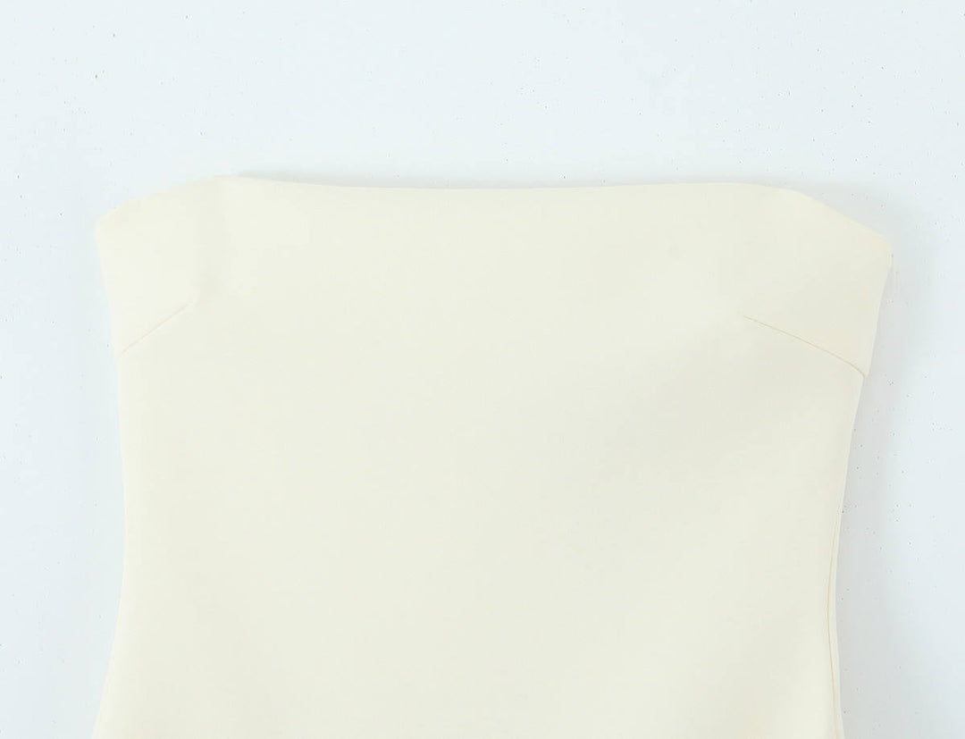 Milena White Fluffy Mesh Tube Retro Sleeveless Top Mini Dress