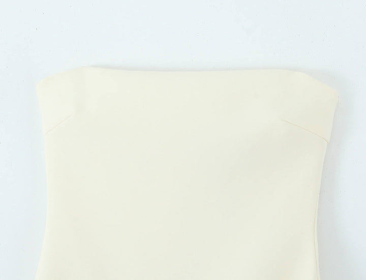 Milena White Fluffy Mesh Tube Retro Sleeveless Top Mini Dress
