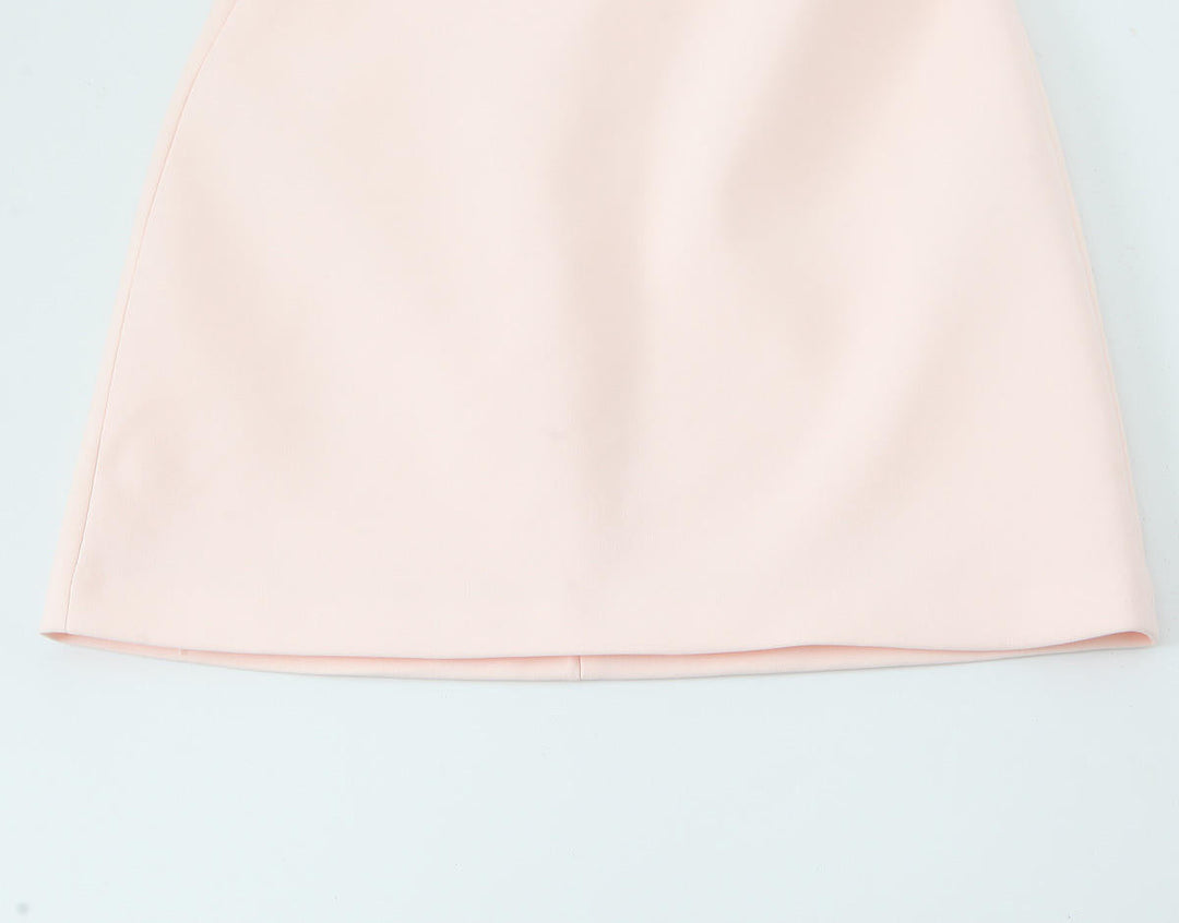 Aubriella Pastel Pink Fluffy Silk Mesh Tube Top Mini Dress