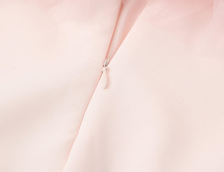 Aubriella Pastel Pink Fluffy Silk Mesh Tube Top Mini Dress
