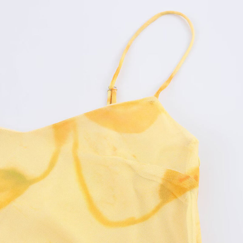 Lyre Yellow Floral Print Spaghetti Strap Midi Dress