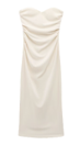 Poppy White Sweetheart Neck Pleated Midi Dress