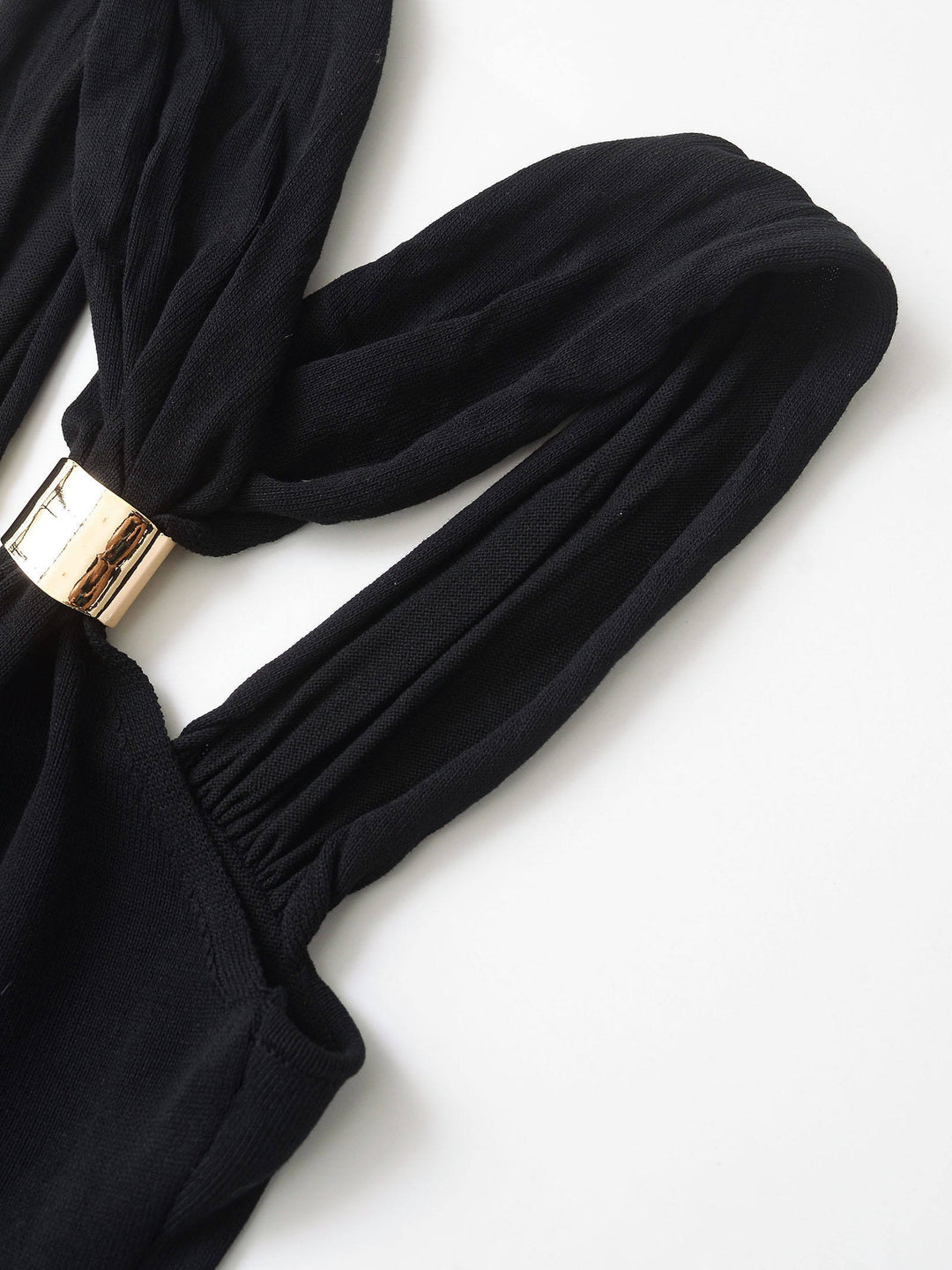 Lennox Black Gold Trim Knit Halter Neck Vintage Sleeveless Maxi Dress