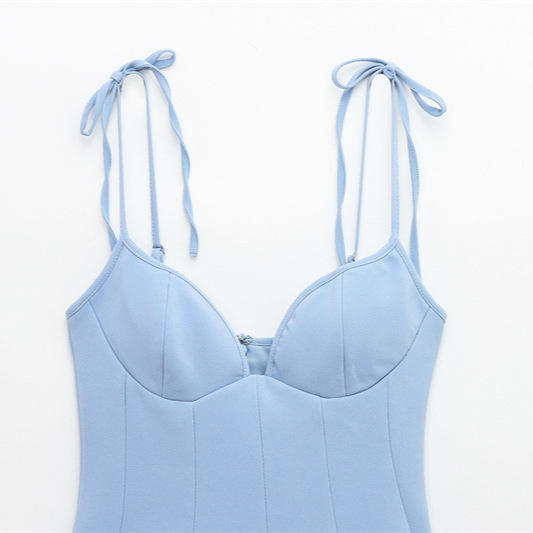 Ariadne Blue Spaghetti Strap Mini Dress