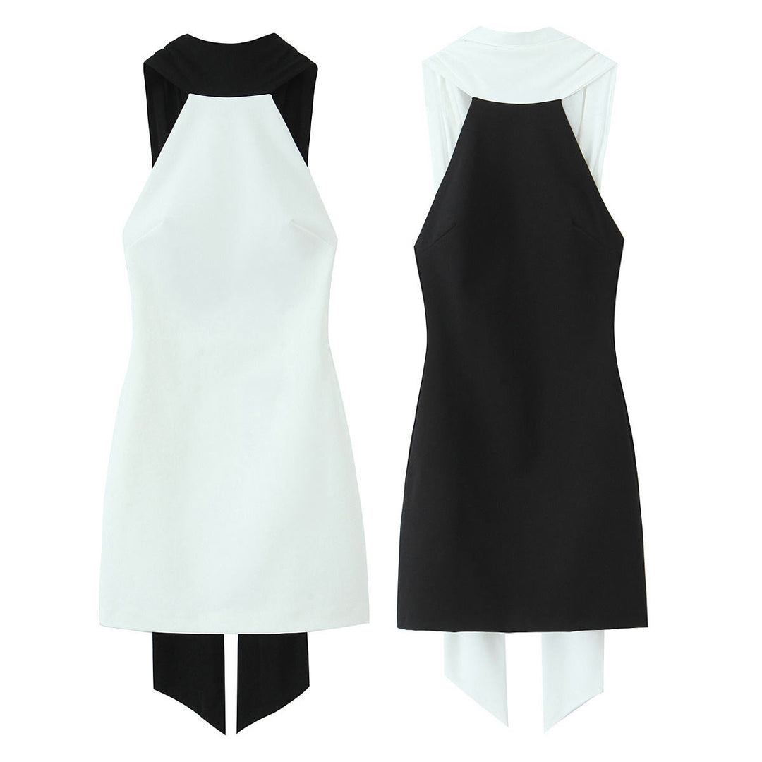 Jessamy Black and White  Hollow Out Patchwork Mini Dress