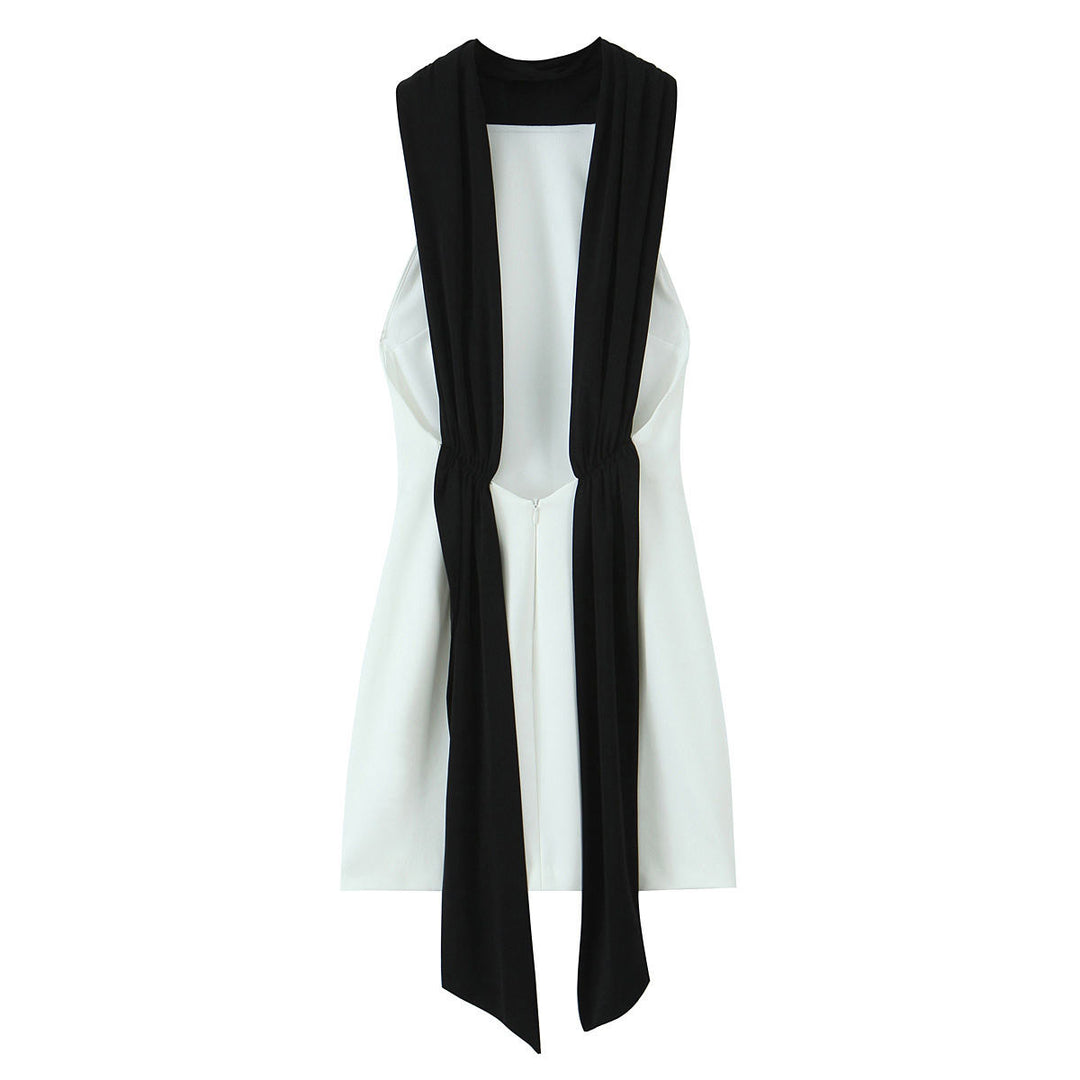 Jessamy Black and White  Hollow Out Patchwork Mini Dress