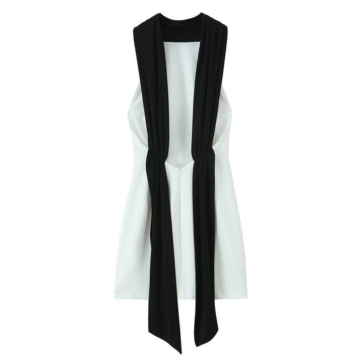Jessamy Black and White  Hollow Out Patchwork Mini Dress