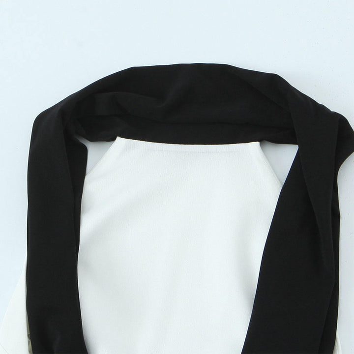 Jessamy Black and White  Hollow Out Patchwork Mini Dress