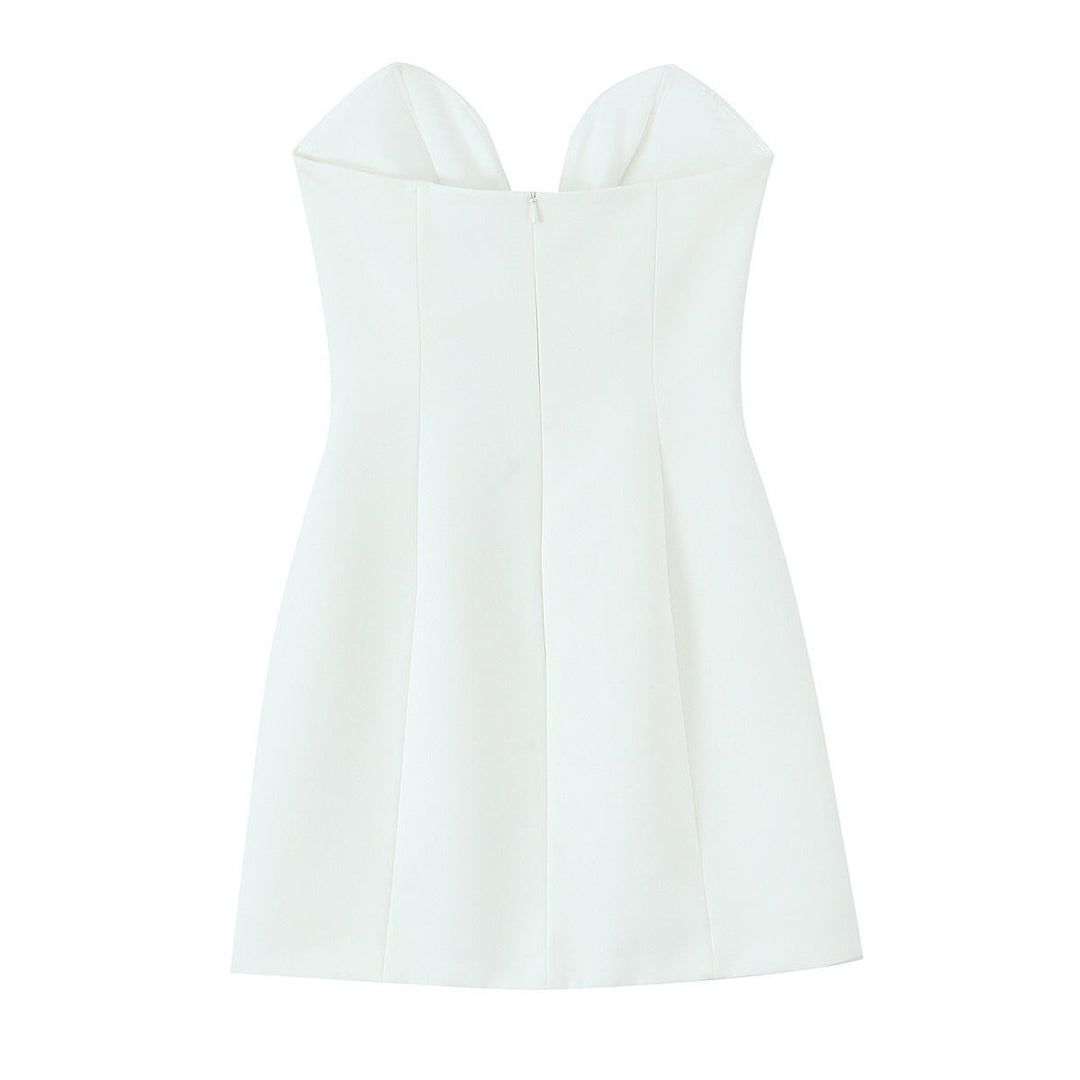 Sariah White V-Neck Mini Dress Vintage Sleeveless Mini Dress