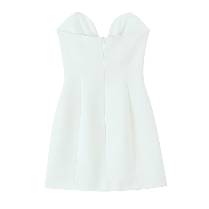 Sariah White V-Neck Mini Dress Vintage Sleeveless Mini Dress