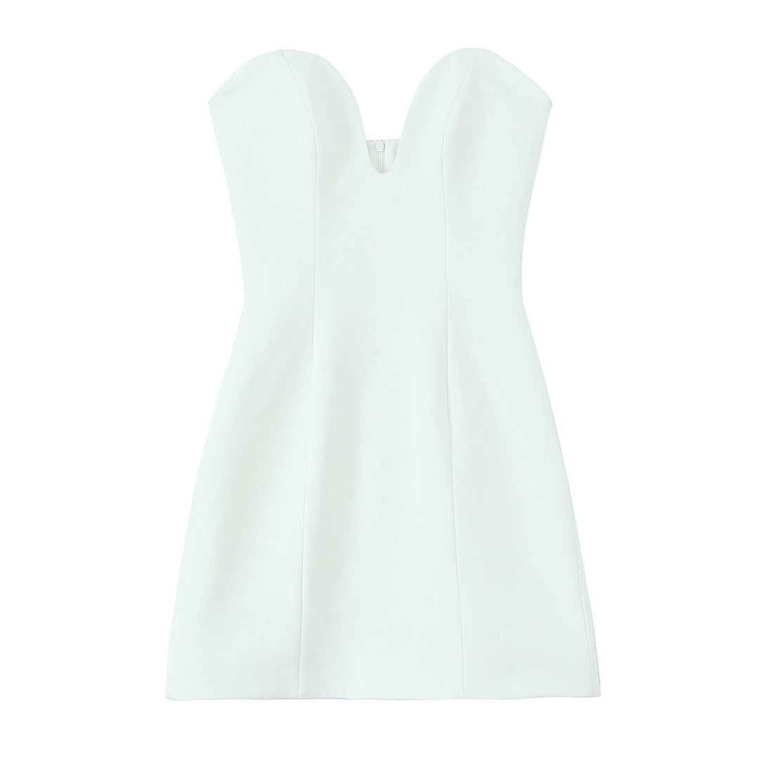 Sariah White V-Neck Mini Dress Vintage Sleeveless Mini Dress