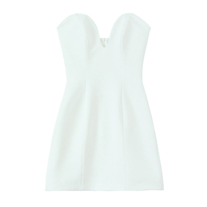 Sariah White V-Neck Mini Dress Vintage Sleeveless Mini Dress