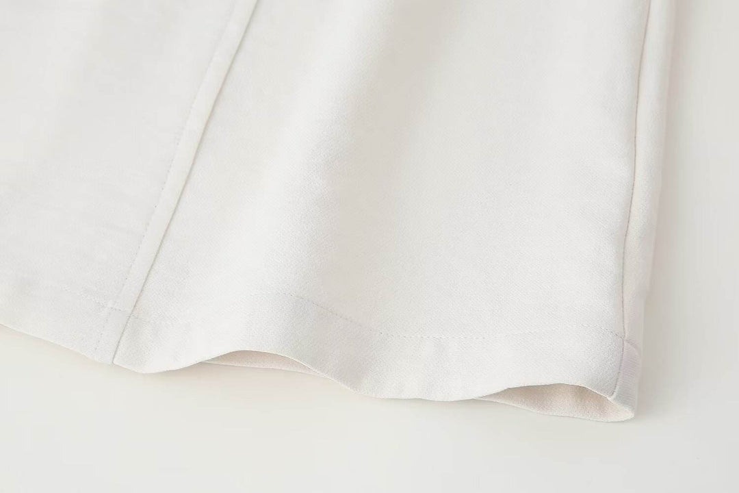 Saige Cream Button Down  Lapel Long Sleeve Belt Mini Dress