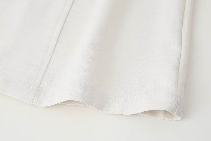 Saige Cream Button Down  Lapel Long Sleeve Belt Mini Dress