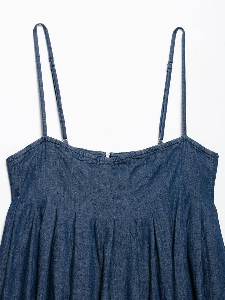 Romy Denim Blue Spaghetti Strap Mini Dress