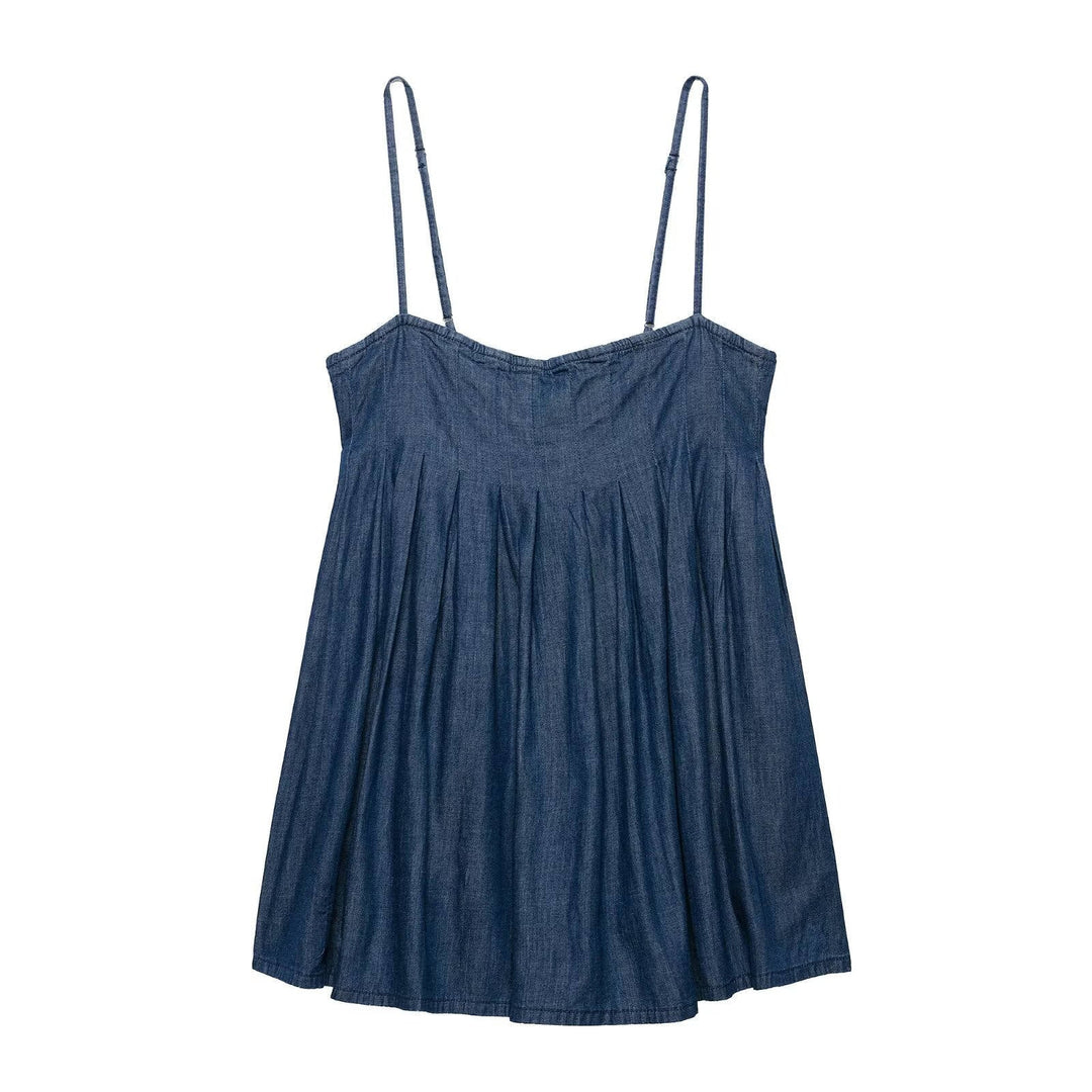Romy Denim Blue Spaghetti Strap Mini Dress