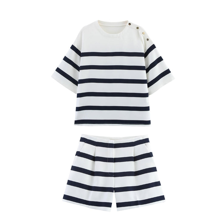 Rowyn White Striped Side Pocket Shorts