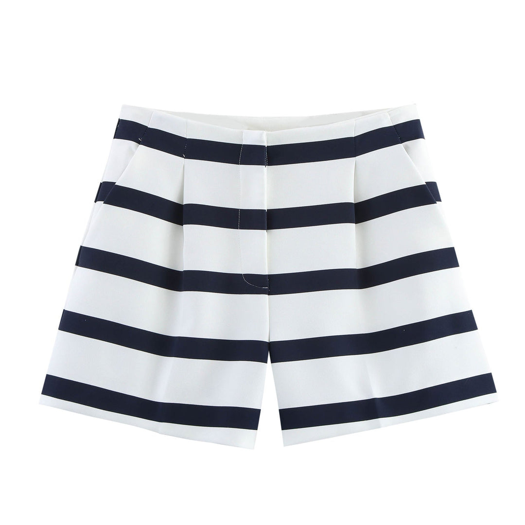 Rowyn White Striped Side Pocket Shorts