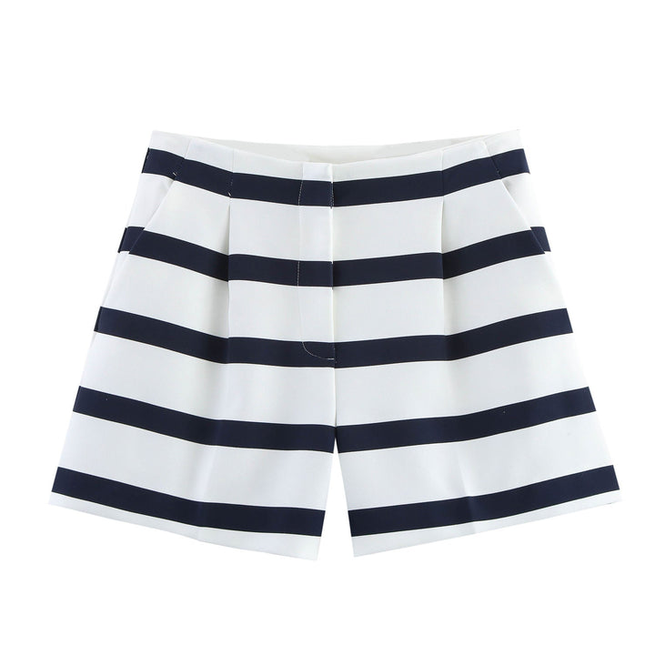 Rowyn White Striped Side Pocket Shorts