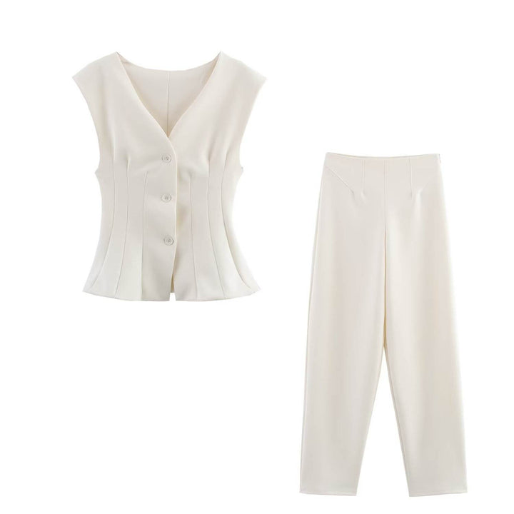 Wrenlee Beige Zipper Fly Elegant Pants Casual Loose  Trouser