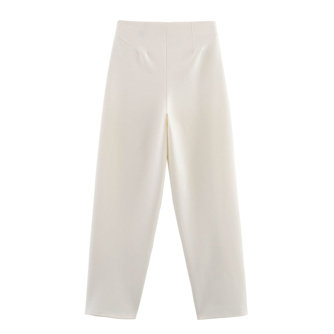 Wrenlee Beige Zipper Fly Elegant Pants Casual Loose  Trouser