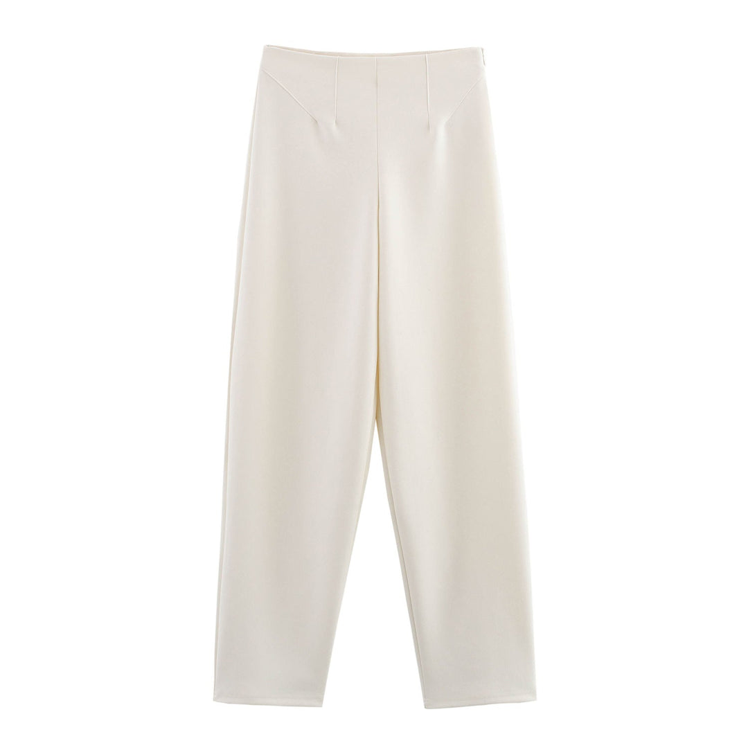 Wrenlee Beige Zipper Fly Elegant Pants Casual Loose  Trouser