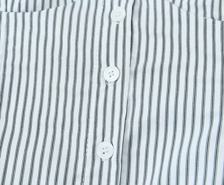 Gianna Gray Striped Spaghetti Strap Flared Ruffled Mini Tank Top