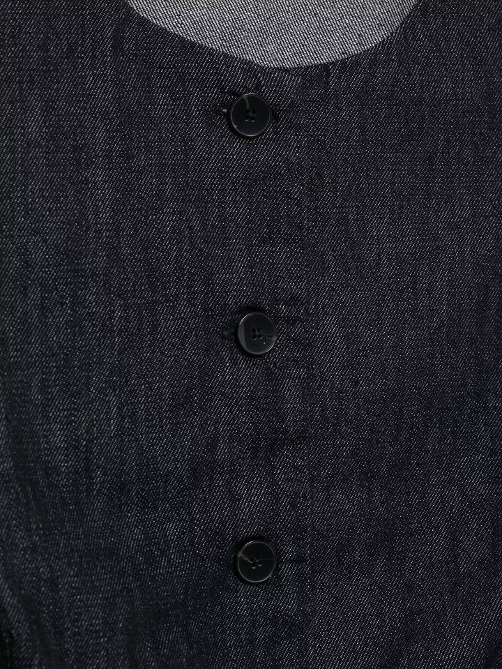 Juniper Denim Black Buttons up Crew Neck Casual Vest Top