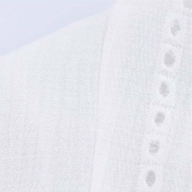 Elsie White V Neck Long Sleeve Buttons Up Casual Tops