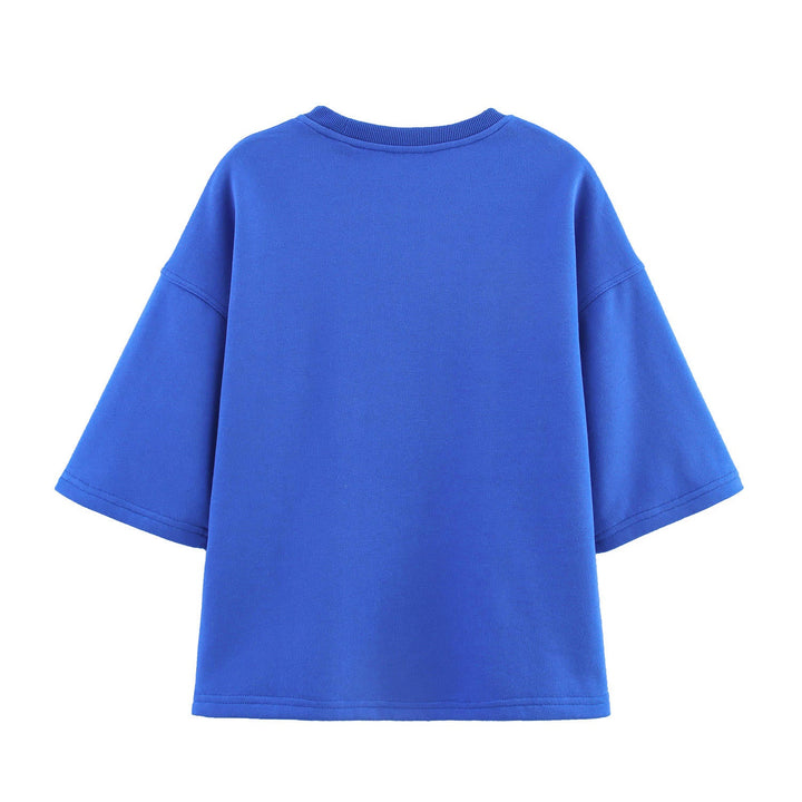 Blakely  Blue Crew Neck Letter Print Short Sleeve Casual T-Shirt Top