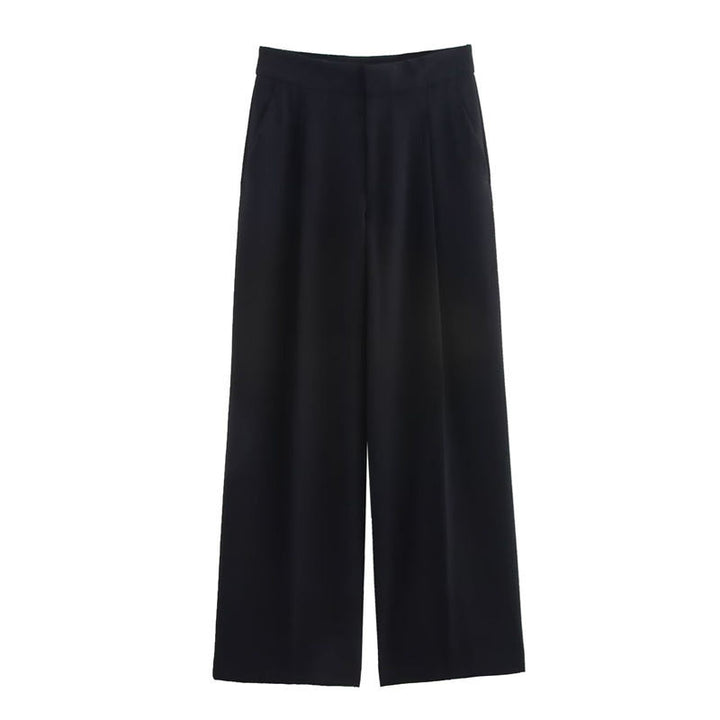Reese Black Zipper Fly Elegant Pants Casual Loose  Trouser