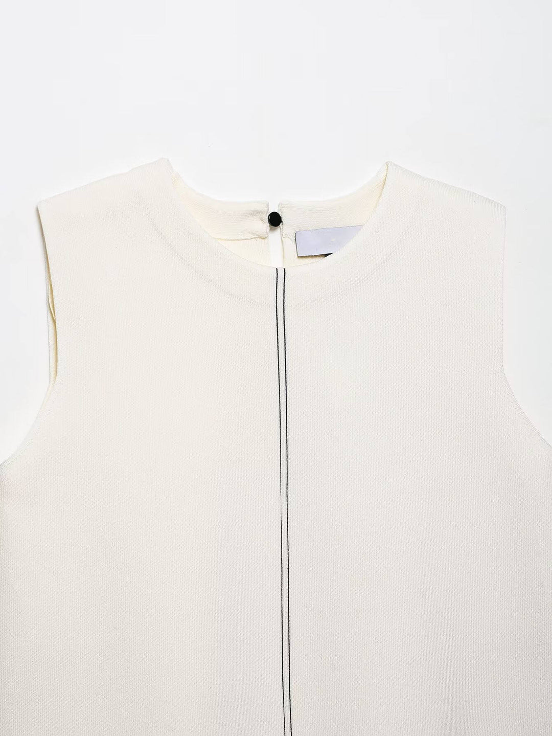 Charlee White Round Neck Sleeveless Knitted Top