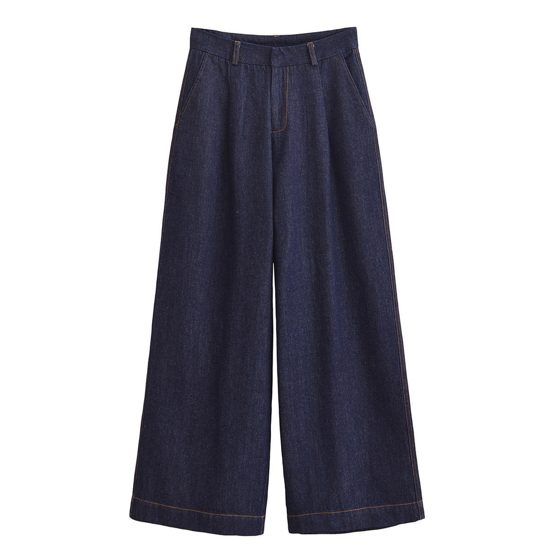 Madilyn Denim Blue High Waist Vintage Pants Zipper Fly Wide Leg Trouser