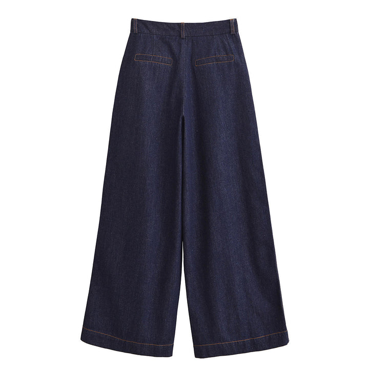 Madilyn Denim Blue High Waist Vintage Pants Zipper Fly Wide Leg Trouser