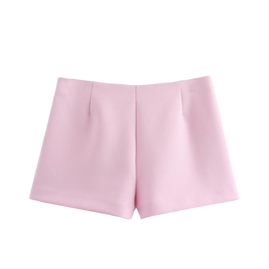 Lexi Pink Ties Bow Shorts Skirts Vintage Mid-rise Side Zipper  Skort
