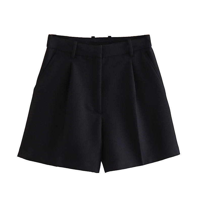 Jazlyn Black Zipper Fly  Side Pockets and Belt Hoops Short