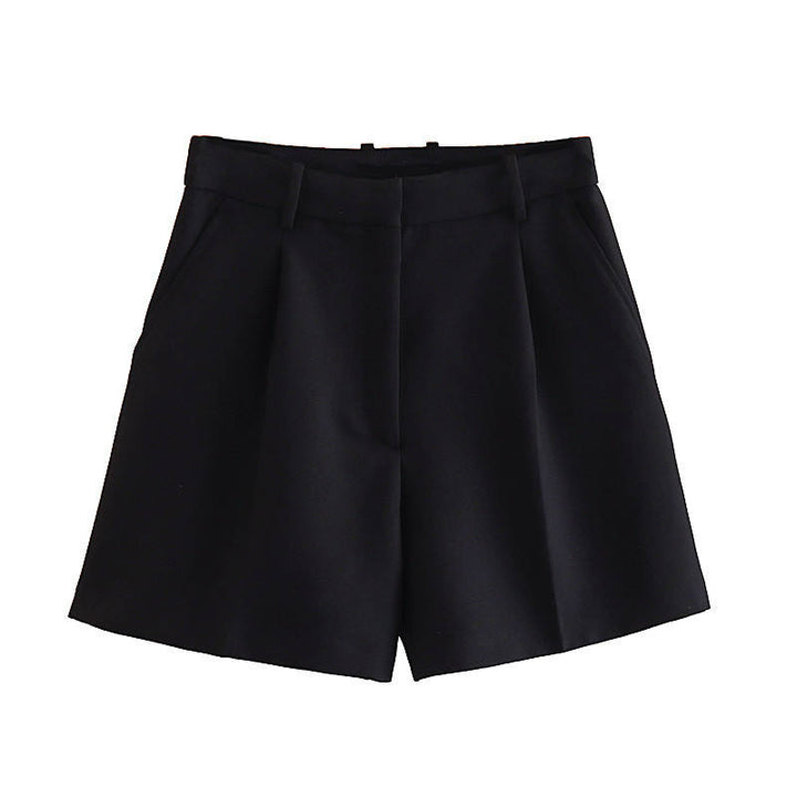 Jazlyn Black Zipper Fly  Side Pockets and Belt Hoops Short