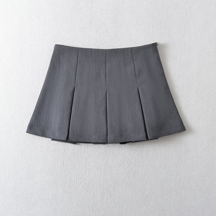Eileen Gray Pleated Zipper Fly Casual Pleated Skort