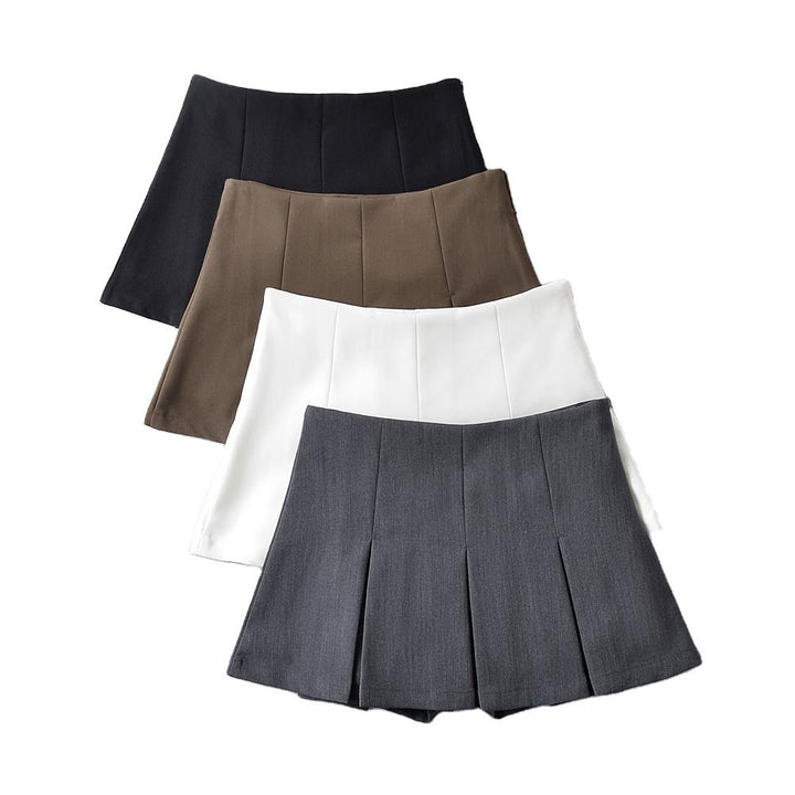 Eileen White Pleated Zipper Fly Casual Pleated Skort