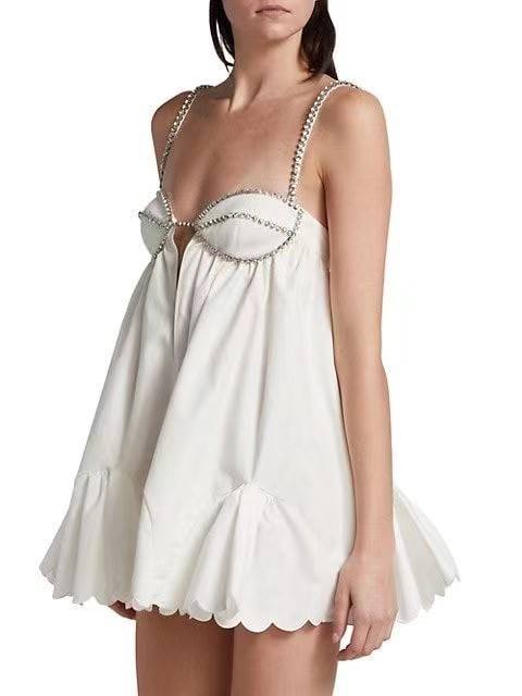 Jesse White Sleeveless Chain Pleated Mini Dress