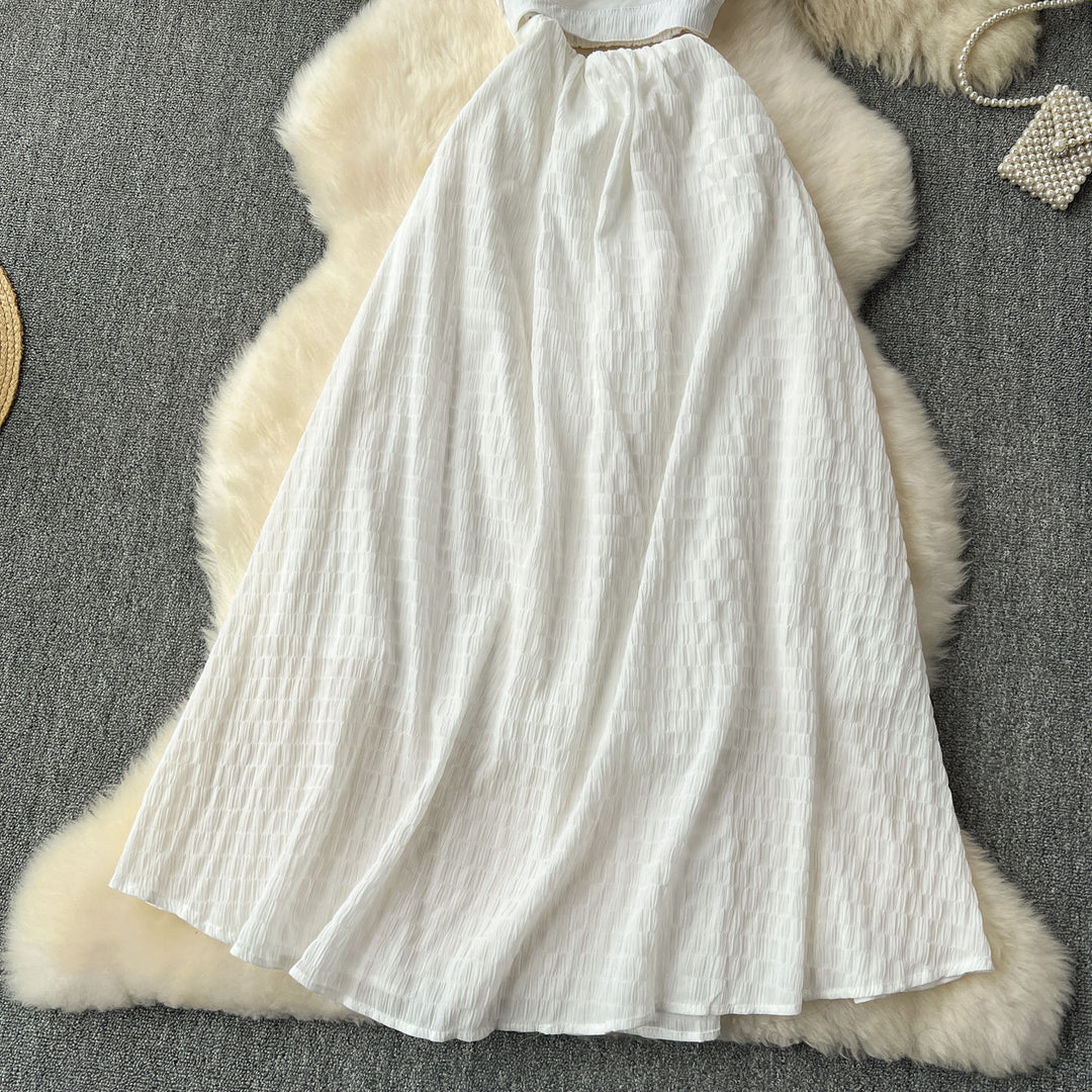 Amiya White Fairycore  Empire Hollow Out Lace Midi Dress