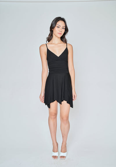 Carina  Black V Neck Sleeveless Mini Dress
