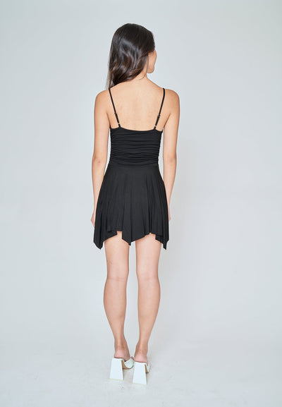 Carina  Black V Neck Sleeveless Mini Dress