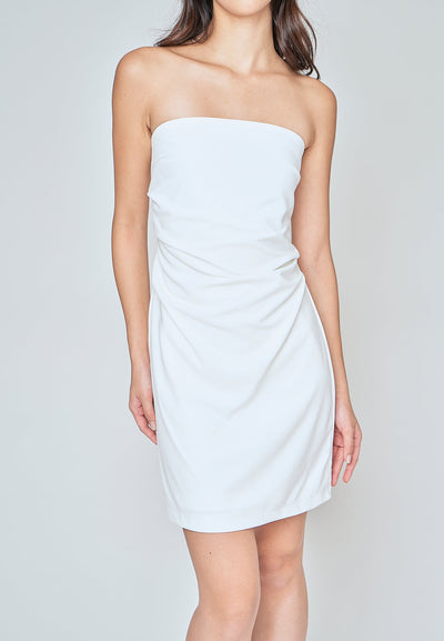 Breena White Side Ruch Tube Mini Dress