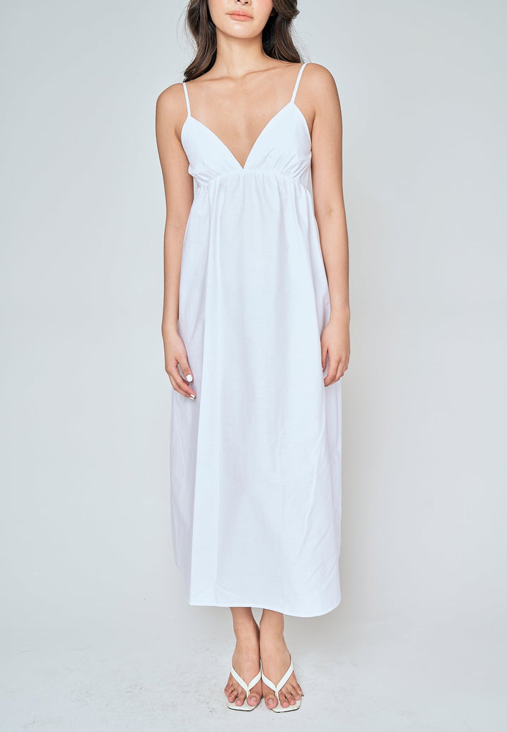 Tulip White Deep V Neck Sleeveless Midi Dress