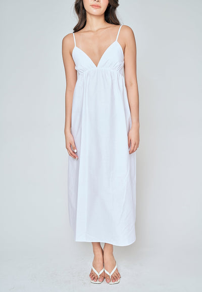 Tulip White Deep V Neck Sleeveless Midi Dress