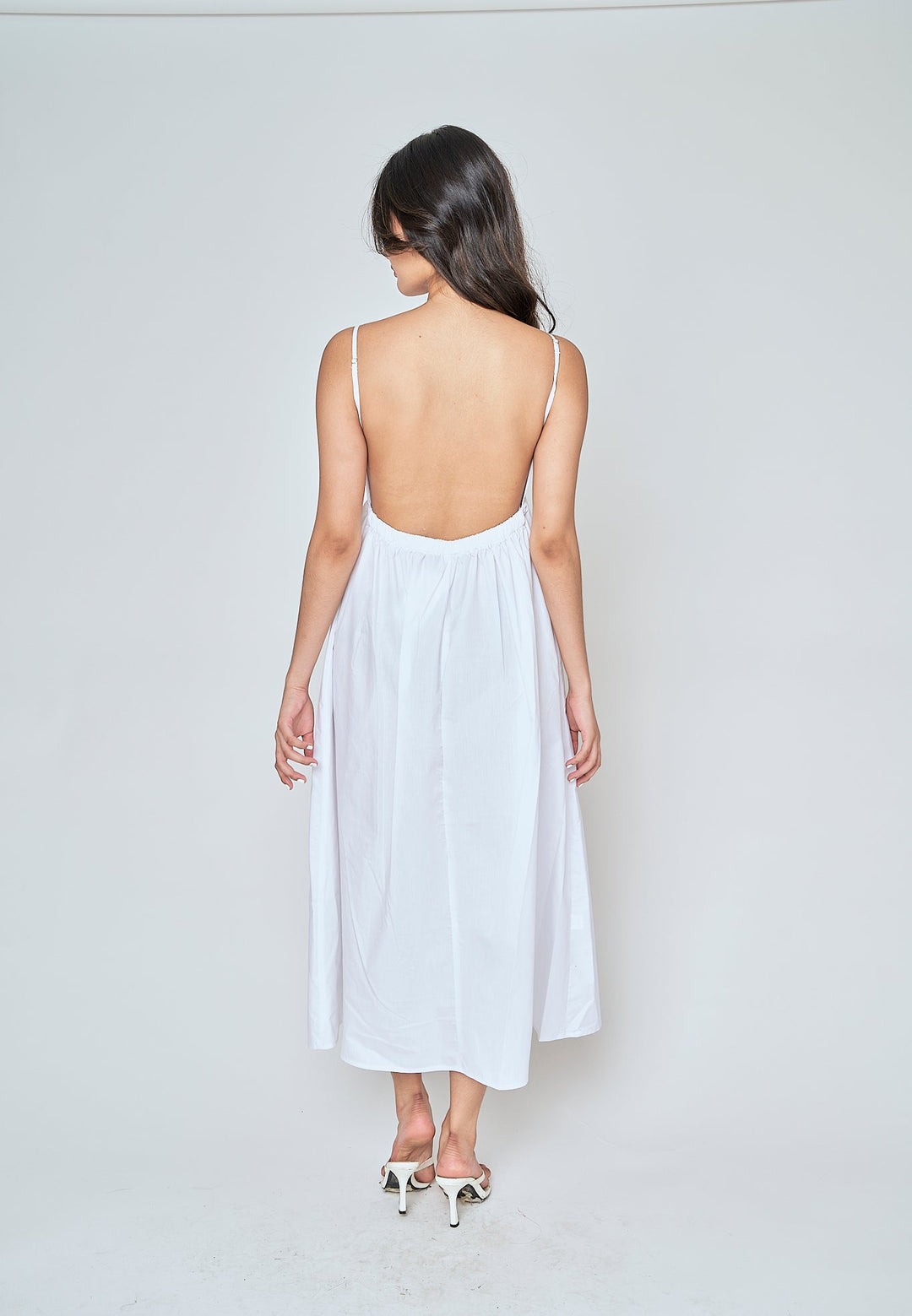 Tulip White Deep V Neck Sleeveless Midi Dress