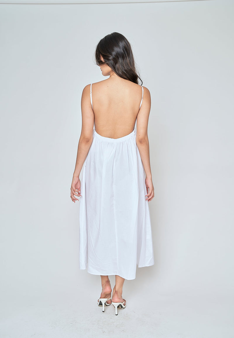 Tulip White Deep V Neck Sleeveless Midi Dress