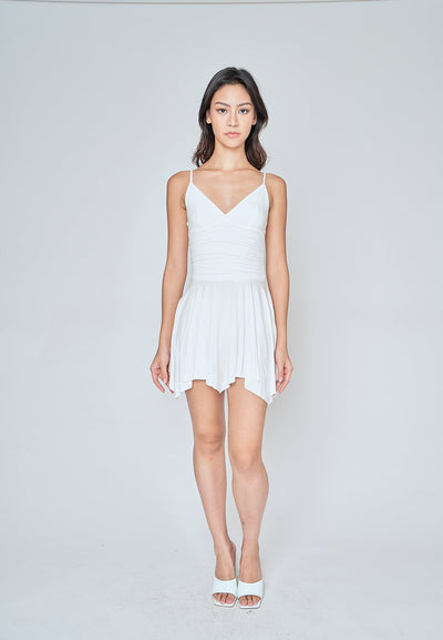 Carina White V Neck Sleeveless Mini Dress